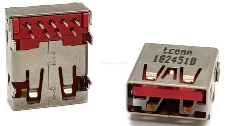 gniazdo USB 3.0 czerwone TCONN 16.50/14.00/8.30mm
