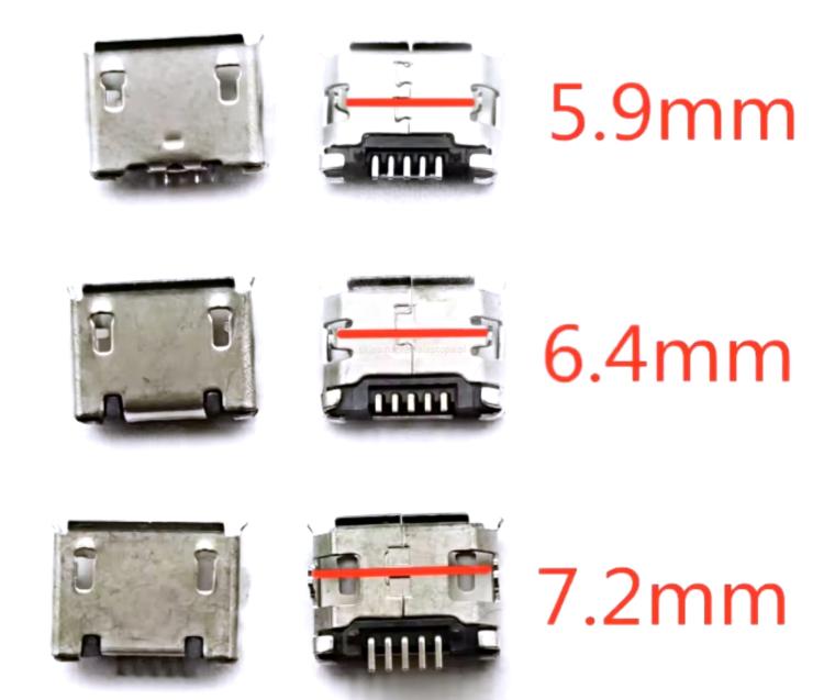 zestaw mikro usb 5.9mm 6.4mm 7.2mm
