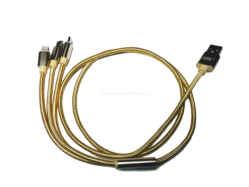 KABEL 3w1 NYLON IPHONE USB-C MICRO USB
