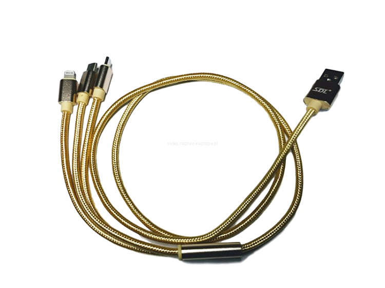 KABEL 3w1 NYLON IPHONE USB-C MICRO USB