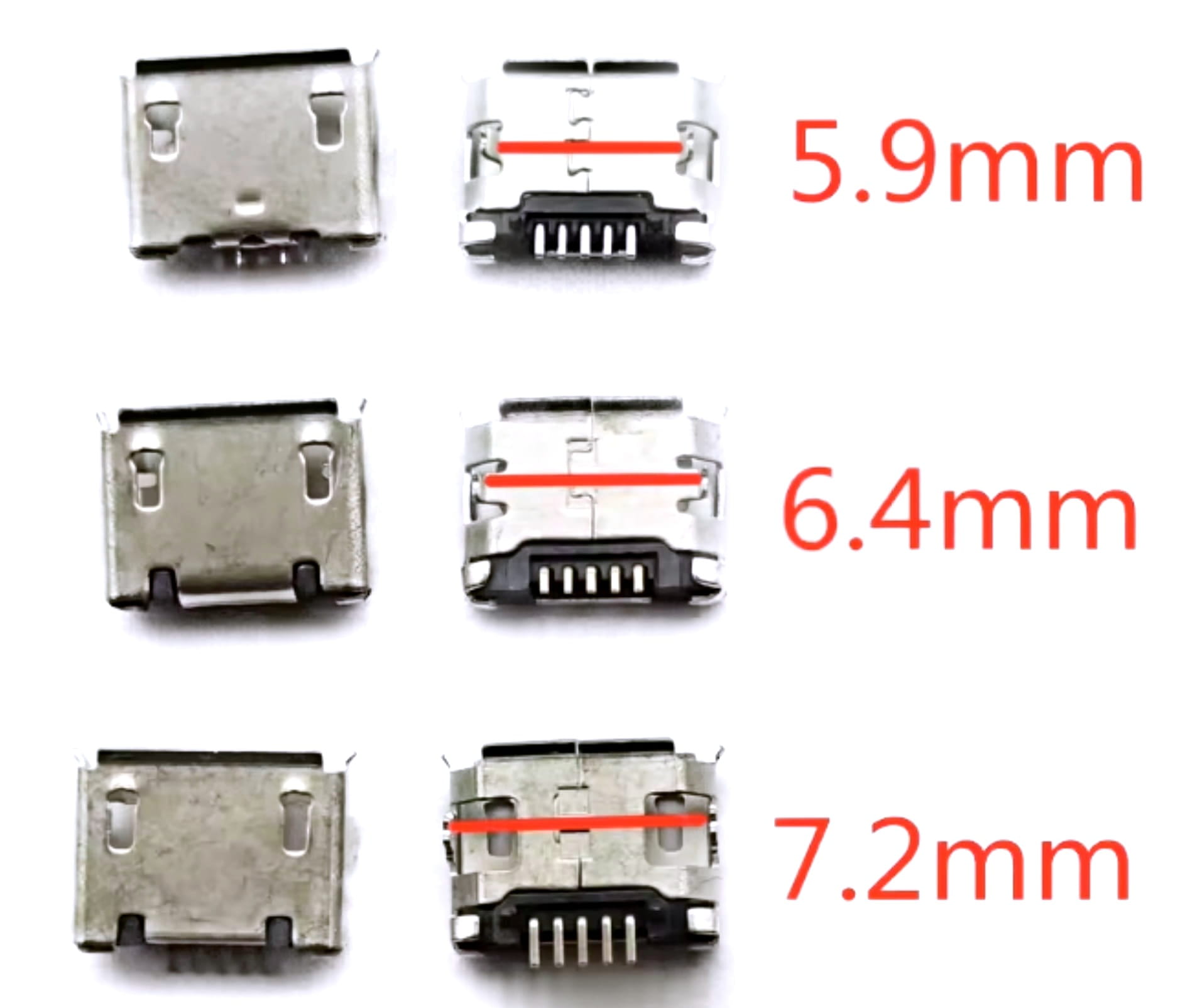 zestaw mikro usb 5.9mm 6.4mm 7.2mm